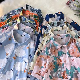 Men's Casual Shirts Privathinker Kawaii Cartoon Women Shirts Hawaii Short Sleeve Summer Loose Blouse Fashion Casual Female Clothing Turn Down Collar Z0224