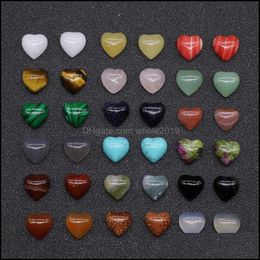 Stone 10Mm Flat Back Assorted Loose Heart Shape Cab Cabochons Beads For Jewelry Making Wholesale Drop Delivery Dh90O