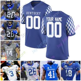 NEW Football Jerseys 2020 Cutsom Kentucky Wildcats Football Jersey NCAA College Lynn Bowden Benjamin Snell Josh Allen Akeem Hayes Kavosiey Smoke