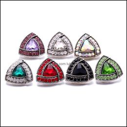 Other Snap Button Jewellery Component Rhinestone Triangle 18Mm Metal Snaps Buttons Fit Bracelet Bangle Noosa N394 Drop Delivery Findin Dhaug