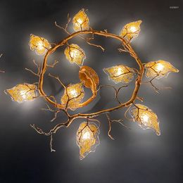 Pendant Lamps Post-Modern Living Room Ceiling Lamp Low-Rise Apartment Dedicated Branch Crystal Art