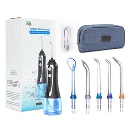 Other Oral Hygiene AG portable oral irrigator usb rechargeable water flosser Dental Water Jet 300ML 5Models Water Tank Waterproof Teeth Cleaner 230227