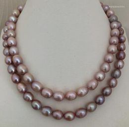 Chains Elegant 11-12mm South Sea Lavender Baroque Pearl Necklace 38inch 925s