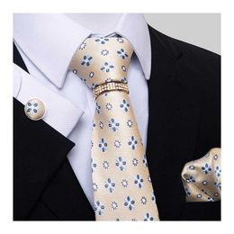 Neck Ties Luxurious High Quality Gift Box Tie Handkerchief Pocket Squares Cufflink Set Tie Clip Necktie Clothing accessories Polka dot J230227