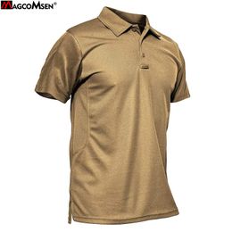 Men's T-Shirts MAGCOMSEN Men's Polo Shirt Quick Dry Short Sleeve Tactical Shirts Turn-down Collar Army Work Clothing Casual Office T-Shirt 230228