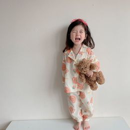 Pyjamas MILANCEL Summer Children Pyjama Set Boys Sleeve Trousers Loungewear Girls Cute Bear Sleepwear 230228