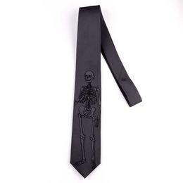 Neck Ties Free shipping New male men's necktie Original design dark Grey skull skeleton college style literary women embroidery tie J230227