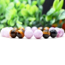 Strands MG1807 8 MM Natural A Grade Tiger Eye Stone Lepidolite Bracelet