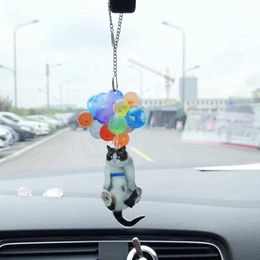 Interior Decorations Charm for Rearview Cute Dog Cat Car Hanging Ornament Keychain Pendant Decoration Central Rear View Mirror Balloon R230228