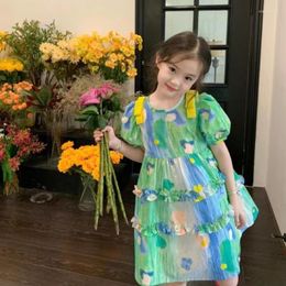 Girl Dresses Selling Baby Print Dress Country Style Ruffles Princess Summer Short Sleeve Children Clothes Z801
