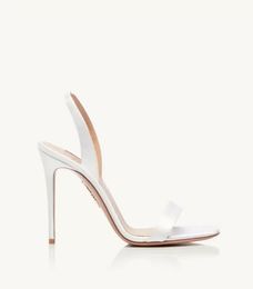 2024 White sandals high heels sling back sexy lady heel So Nude Plexi Sandal wedding party dress brand shoe