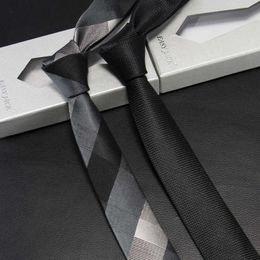 Neck Ties Men Luxury 5cm Skinny High Quality JACQUARD Woven Black Grid Formal Tie 100 Natural Silk Men's Slim Necktie Wedding Party Gift J230227