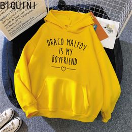 Womens Hoodies Sweatshirts Draco Malfoy Is My Boyfriend Letter Print Harajuku Women Spring Casual Fashion Streetwear Wram Pink Tops 230228