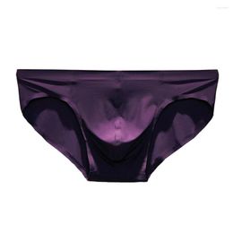 Underpants Men Panties Ice Silk Sexy Solid Quick Dry Comfor Breathable Bottom Briefs Seamless Cock Pouch Gay Convex Bikini