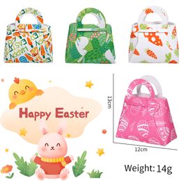 Easter Gift Wrap Printed Easter Bunny Bag Festive DIY Rabbit Ears Basket Personalised Candy Gift Bag With Handle Party Supplies