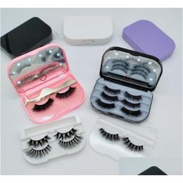 Other Makeup Fashion 3 Pairs False Eyelash Led Light Box 3D Mink With Mirror Drop Delivery Health Beauty Dhwam