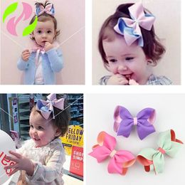 10x7cm Baby Girl Ribbon Hair Clips Double Layers Colours Pigtails Bow Hair Barrettes for Babies Infant Toddlers Kids Hair Bows 1757