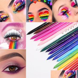 Eyeliner 18 Color Raninbow Liquid Waterproof Colorf Matte Charming Eye Liner Blue Red Green White Gold Brown Eyliner Pen Drop Delive Dhxz9