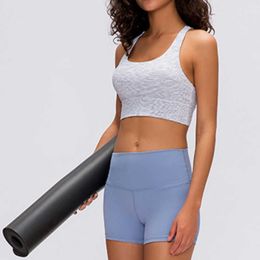 Women's lululem Shorts Double-sided matte Yoga shorts High waist hip elasticity Slim running long pants Fitness hot pants Motorcycle tennis shorts