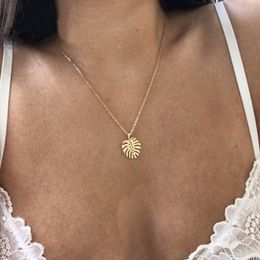 Pendant Necklaces Tropical Palm Leaves Necklace Hawaiian Leaf For Women Boho Charm Choker Pendientes Jewelry AccessoriesPendant