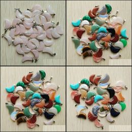 Charms Natural Crystal Crescent Moon Shape Pendants For Diy Jewelry Making Wholesale Drop Delivery Findings Components Dhjyh