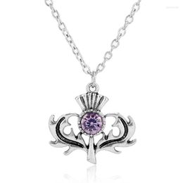 Chains Outlander Jewellery Thistle Flower Necklace Women Jewellery Scotland National Symbol Chain Charm Trinket