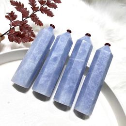 Decorative Figurines 80-90mm Natural Blue Calcite Point Healing Crystal Stone Yoga Energy Tower Home Decoration Ornament Reiki Divination