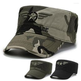 Berets Unisex Army Hats Cadet Caps Military Hat Adjustable Flat Top Embroidered Baseball Cap