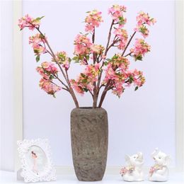 Decorative Flowers & Wreaths Artificial Fake Flower Peach Cherry Blossom Bouquet Home Decoration Office Livingroom Wedding Accessories