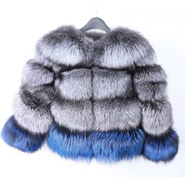 OFTBUY 2020 Brand Luxury Fashion Real Pur Coat Jacket Women Women Natural Silver Fox Fur Purswear Outerwear