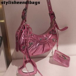 Shoulder Bags Fashion Le Cagole Bag Women's Leather Shoulder Handbag Tote With Heart Mirror Love letter Vintage Shinny Cross Body Bag