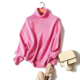 Women's Sweaters Europe Fashion Oversized Cashmere Wool Turtleneck Sweater Women Winter Thick Loose Style Chic Pullovers Knitted Female Jump