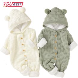 Jumpsuits Autumn Winter Baby Rompers Knitted Infant Boy Girls Jumpsuits Soft Warm born Cartoon Overalls Toddler Kid Playsuits 230228