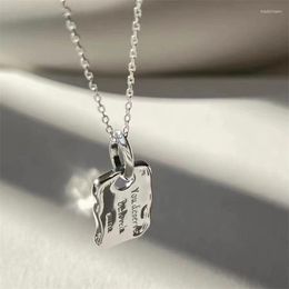 Chains 925 Stamp Letter Necklaces For Women Temperament Square Card Clavicle Chain Necklace Silver Color Jewelry Christmas Gift 2023