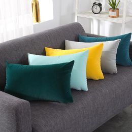 Pillow 30x50cm Back Cover Sofa Bed Decor Waist Pillowcase Solid Color Soft Velvet Case For Car Office