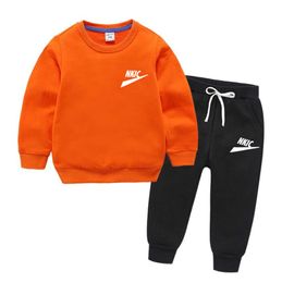 Spring Autumn Kids Loungewear Clothes Set Children Girl Boy Cotton Warm Thicken Set Pullover Sweatshirt Child Sport Suit