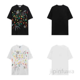 Eu Trend Lavins Mens Short Sleeves Tee Shirts Designers T-shirts Fashion Hand-painted Graffiti Printed Tops High Street Cotton Sweatshirt 8tzy