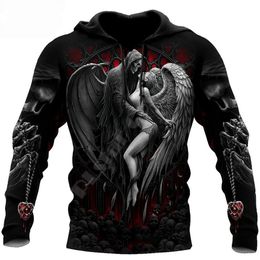 Men's Hoodies Sweatshirts Reaper Skull Angel And Demon 3D All Over Printed Autumn Men Unisex Casual Zip Pullover Streetwear sudadera hombre 230227