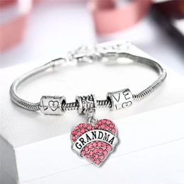 Diamond Love Heart Bracelet Crystal Mom Aunt Daughter Grandma Believe Hope friends charm Bracelets women children jewelry Wholesale