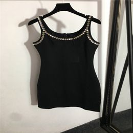 23SS Sexy Women's Designer Dress Knits Shirts Dresses With Letter Rhinestone Girls Milan Runway Tank Top A-line Bodycon Sleeveless High End Pullover Vest Tee T Shirt