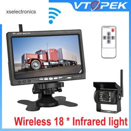 Update Wireless Truck Rear View Camera 18 infrared lights Night Vision For Trucks RV 7inch Car Monitor With Reverse Lmage System 12-24V Car DVR