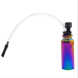 Metal Aluminium water pipe ice blue dazzling Colour glass Philtre pipe portable cleaning small water bottle