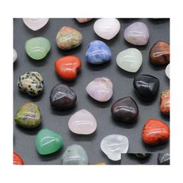 car dvr Stone 15Mm Natural Carved Crystal Mini Heart Healing Reiki Mineral Statue Ornament Home Decor Gift Mix Colors Drop Delivery Jewelry Dhsh8