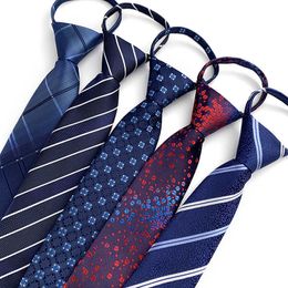 Neck Ties HUISHI Striped Plaid Print Neck Ties For Men Wedding Party Lazy Zipper Tie Fashion Business Necktie Male Suit Accessori Cravats J230227