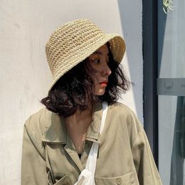 Wide Brim Hats Japanese Foldable Hand-woven Straw Hat Ladies Spring and Summer Vacation Beach Fisherman HatBig Brim Shade Small Fresh BucketHat G230227