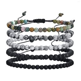 Strand Stylish Lava Stone Beads Chain Bracelets For Men Handmade Braided Rope Stacking Wristband Jewellery Gift To Him