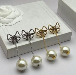 Designer-Ohrringe mit langen Perlen, Aretes Orecchini für Damen, Marken-Designer-Ohrringe mit Stempel und Box