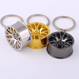 Classic Metal Wheel Hub Key Rings Auto Sports Car KeyChain Pendant Silver Gold Fashion Jewelry Bag Hangs