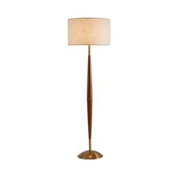 Wood floor lamp modern style elegant luxury linen shade wood stand lamp 45cm width 148cm height for hotel home living room bedroom study room decoration