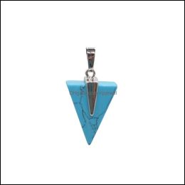 Healthy Necklaces Natural Marble Necklace Mixed Colour Artificial Stone Layer Triangle Jewellery Pendant Womens Clothing Drop Delivery P Dh8Fj